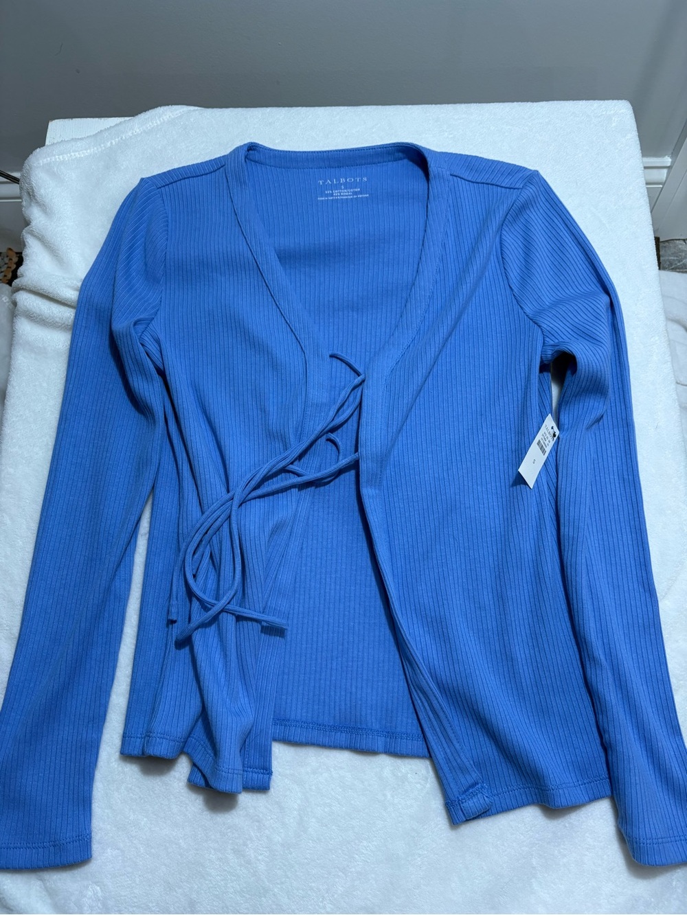 Talbots Cobalt Ribbed Wrap Cardigan
